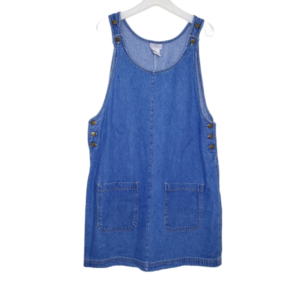 Vintage Dresses & Skirts - Vintage 90s Denim Jean Overalls Coveralls Dress